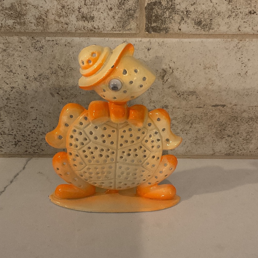Vintage Orange and Cream Turtle Earring Holder